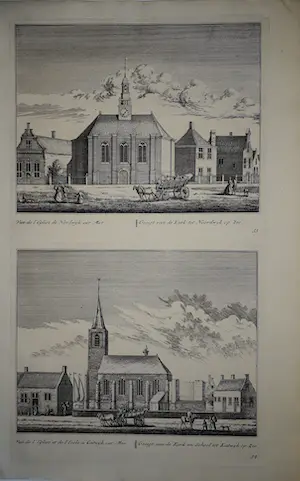Abraham Rademaker - Zes prenten van Rijnland (omgeving Leiden) op drie bladen kopen? Bied vanaf 45!