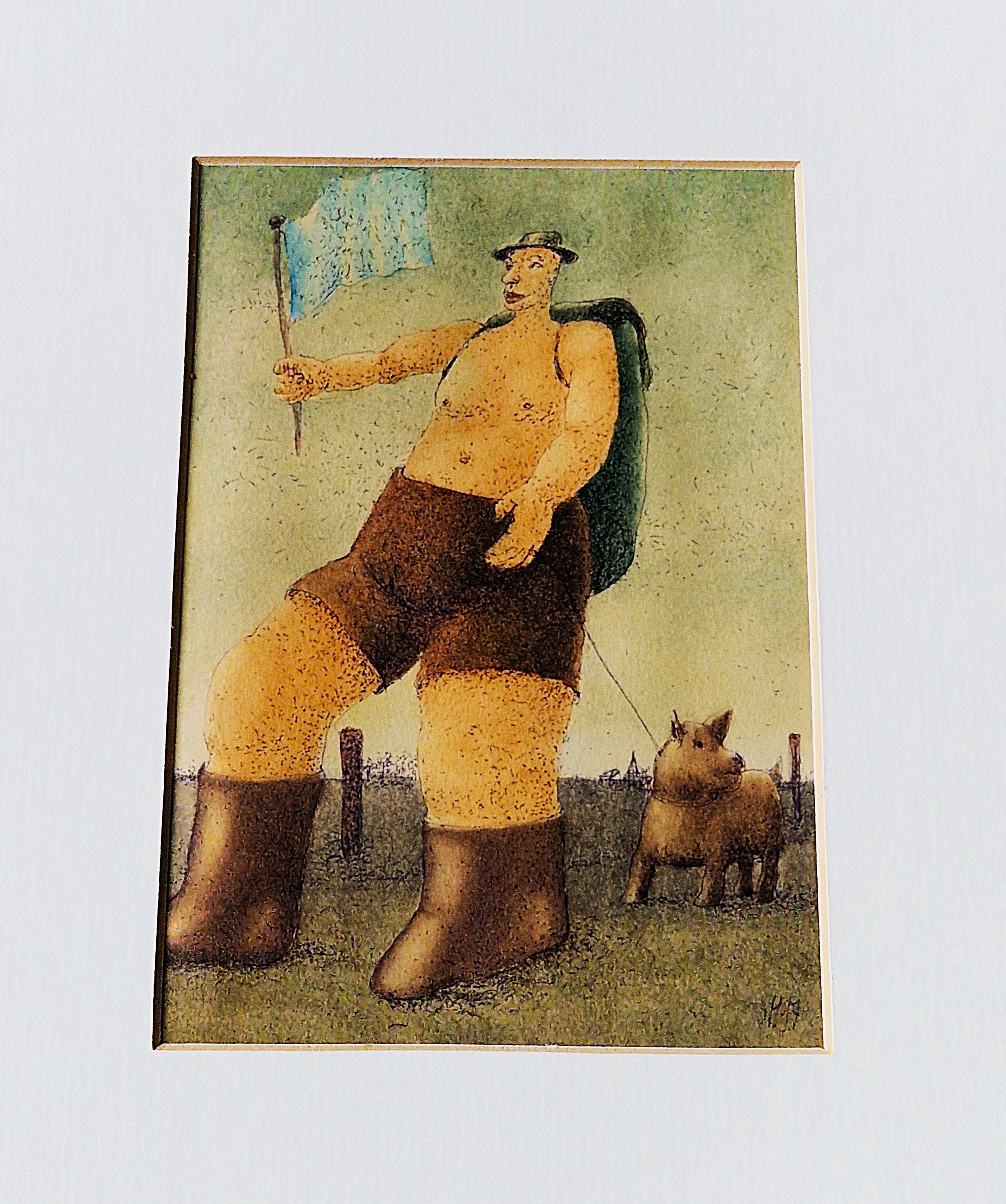 Buy Sven Hoekstra - bijzondere in 1997 gemaakte aquarel op papier "de boer op" inkt-gesigneerd? Bid from 60!