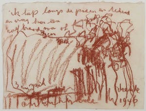 Anton Heyboer - Krijttekening op geschept papier, Ik liep langs (...) / Drenthe 1946 - Ingelijst kopen? Bied vanaf 1!