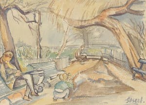 Henk van den Idsert - Vrouw en kind op speelplaats - Parijs kopen? Bied vanaf 70!