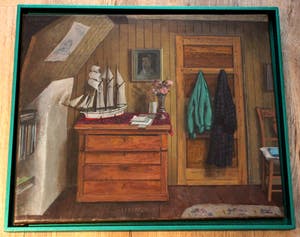 Herman Berserik - Olieverf op doek: zolderkamer - 1988 kopen? Bied vanaf 3250!