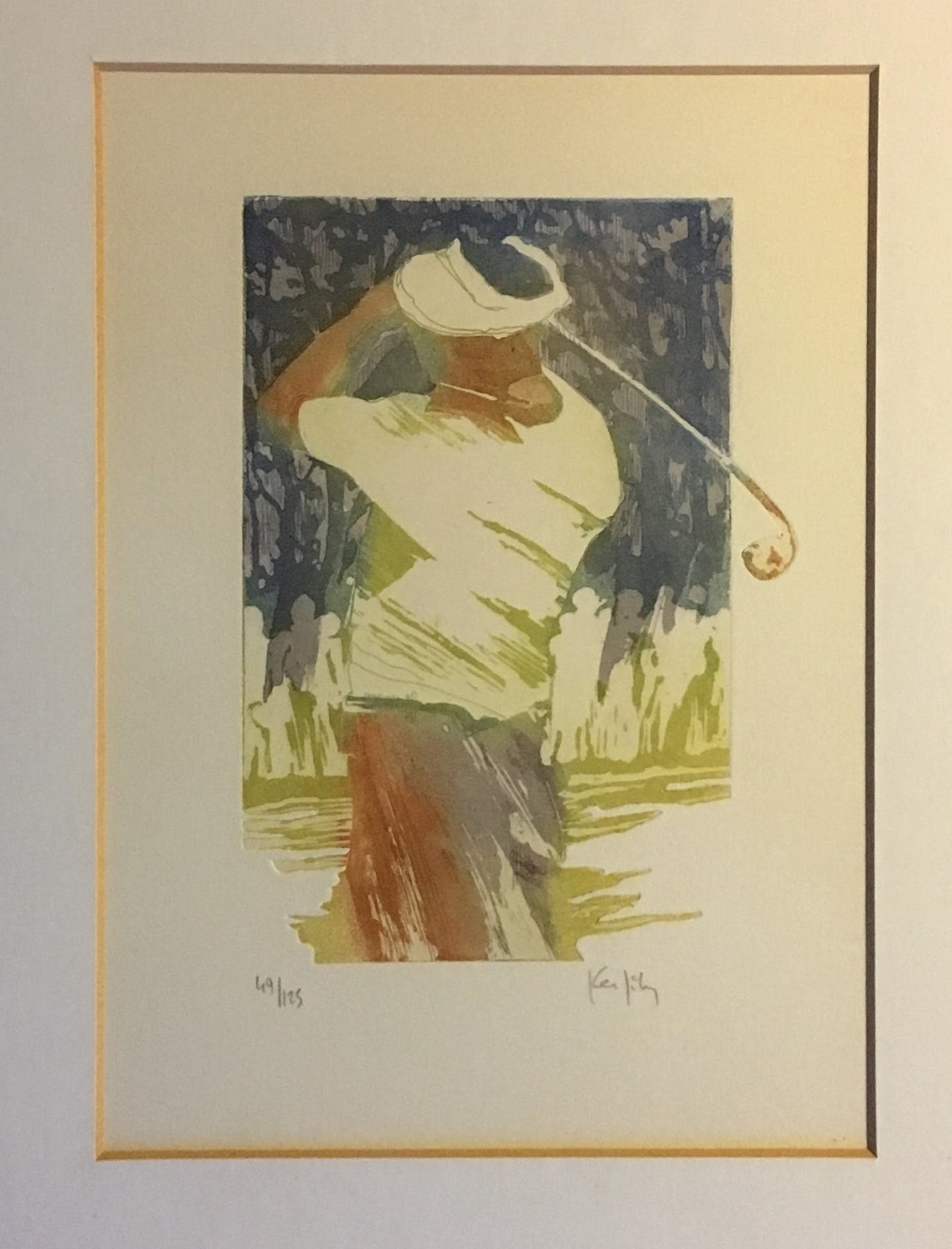 Niet of onleesbaar gesigneerd - Golfspeler / Golfer met golfclub kopen? Bied vanaf 1!