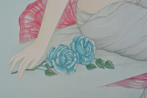 Mara Tran Long - Geisha met een roos, originele gesigneerde lithografie, 1984 kopen? Bied vanaf 60!