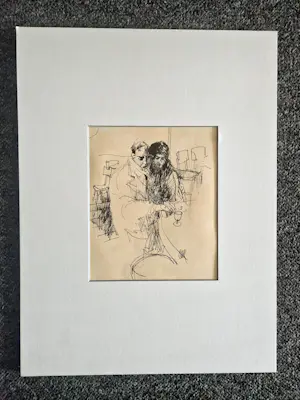 Peter van Straaten - Jaren 70 café inkt-tekening "Laat mij maar even ..." gesigneerd kopen? Bied vanaf 122!