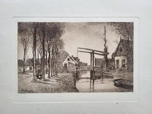 Oskar Paul Matthes - Dorpsgezicht met ophaalbrug. kopen? Bied vanaf 35!