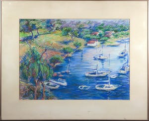 Niet of onleesbaar gesigneerd - Pastelkrijt, Landschap I - Ingelijst kopen? Bied vanaf 1!