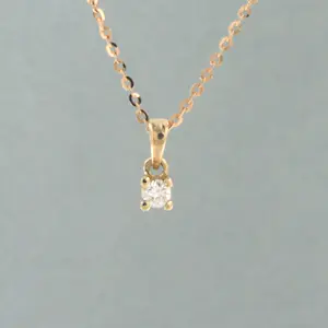 14k rosé gouden collier met hanger met briljant geslepen diamant 0.08ct - 45cm kopen? Bied vanaf 190!