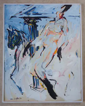 Peter van den Hurk - NAAKTE VROUW MET PAARD / OLIEVERF KARTON / 101x81cm / KADER / SIG / 1985 kopen? Bied vanaf 110!