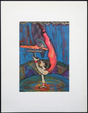 Franca Muller Jabusch - Gemengde techniek op papier o.a. acryl en krijt, z.t. Acrobaten kopen? Bied vanaf 20!