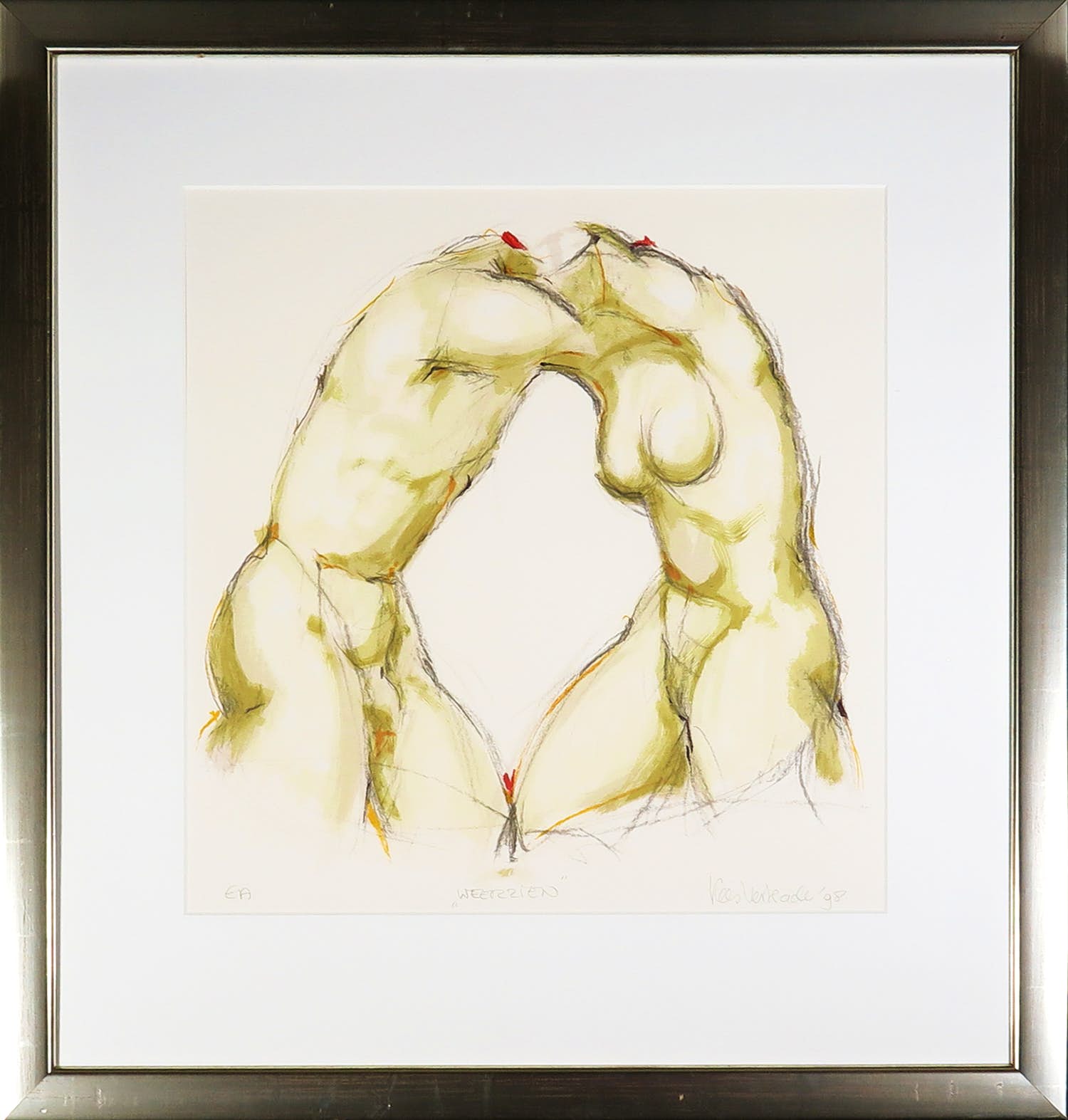 Kees Verkade - Litho, Weerzien - Ingelijst verkocht voor € 250!