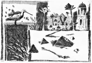Simon Koene - Egyptisch landschap met ibis kopen? Bied vanaf 25!