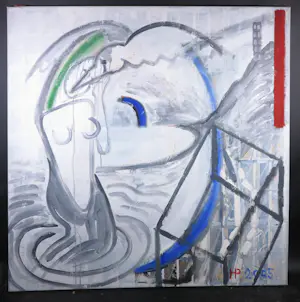 Hannes Postma - Olieverf op doek, Zonder titel - Ingelijst (Zeer groot) kopen? Bied vanaf 150!