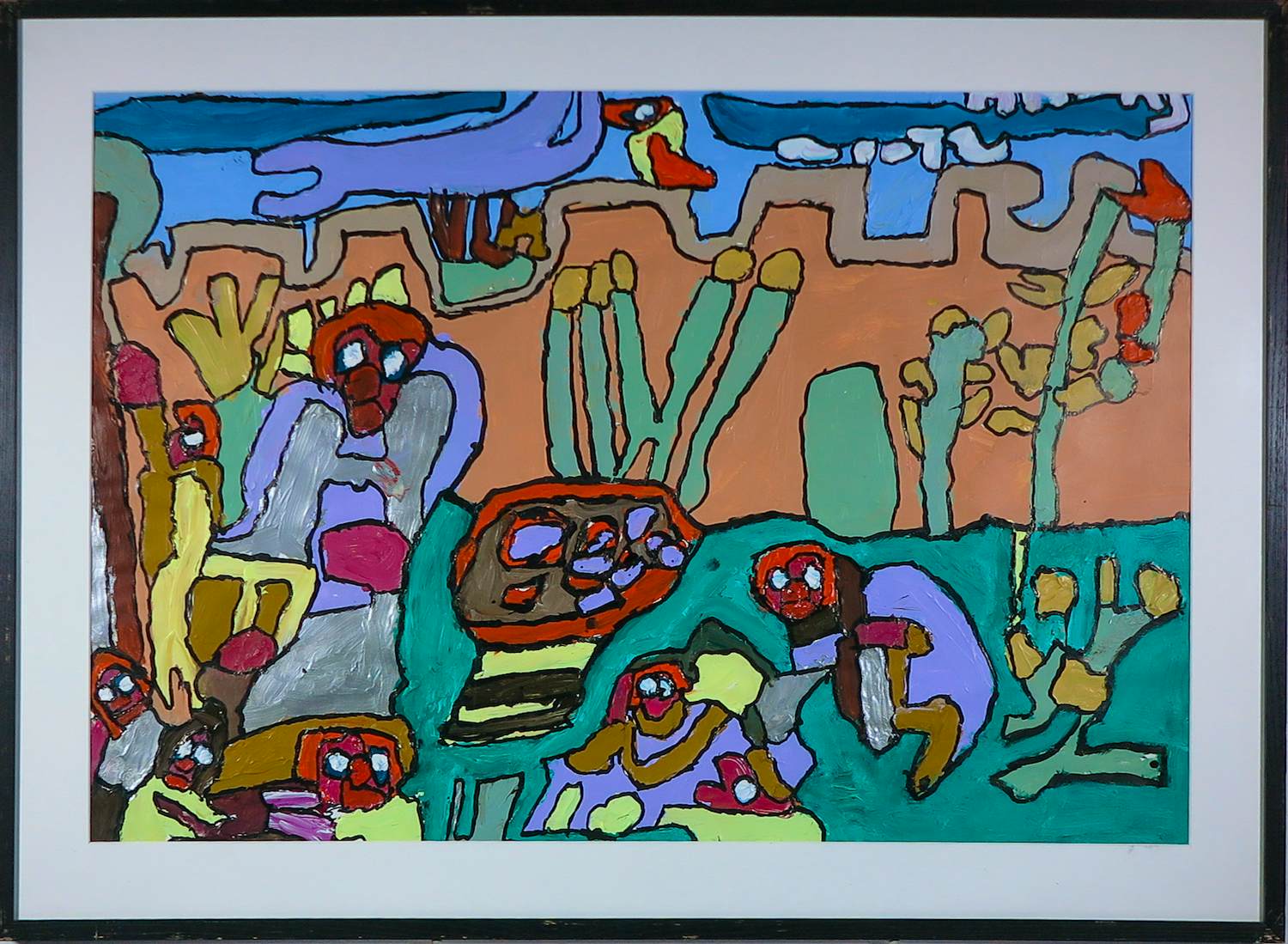 Hans Hartman - Acryl op papier, Zonder titel - Ingelijst kopen? Bied vanaf 60!