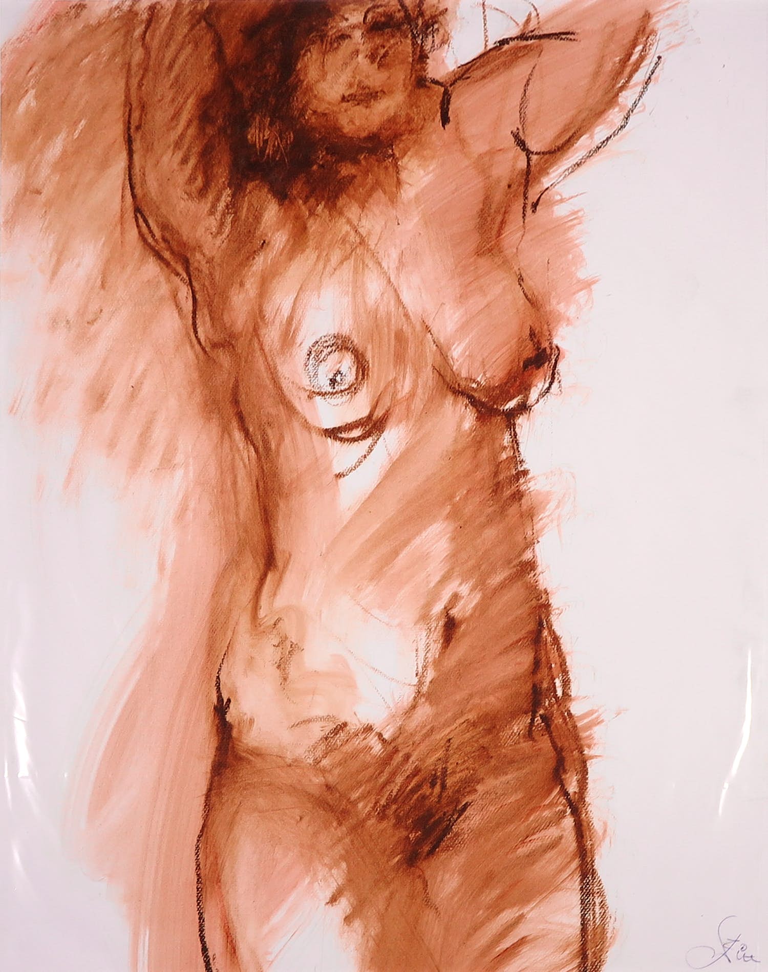 Franscz Witte - Krijttekening, Staand naakt kopen? Bied vanaf 1!