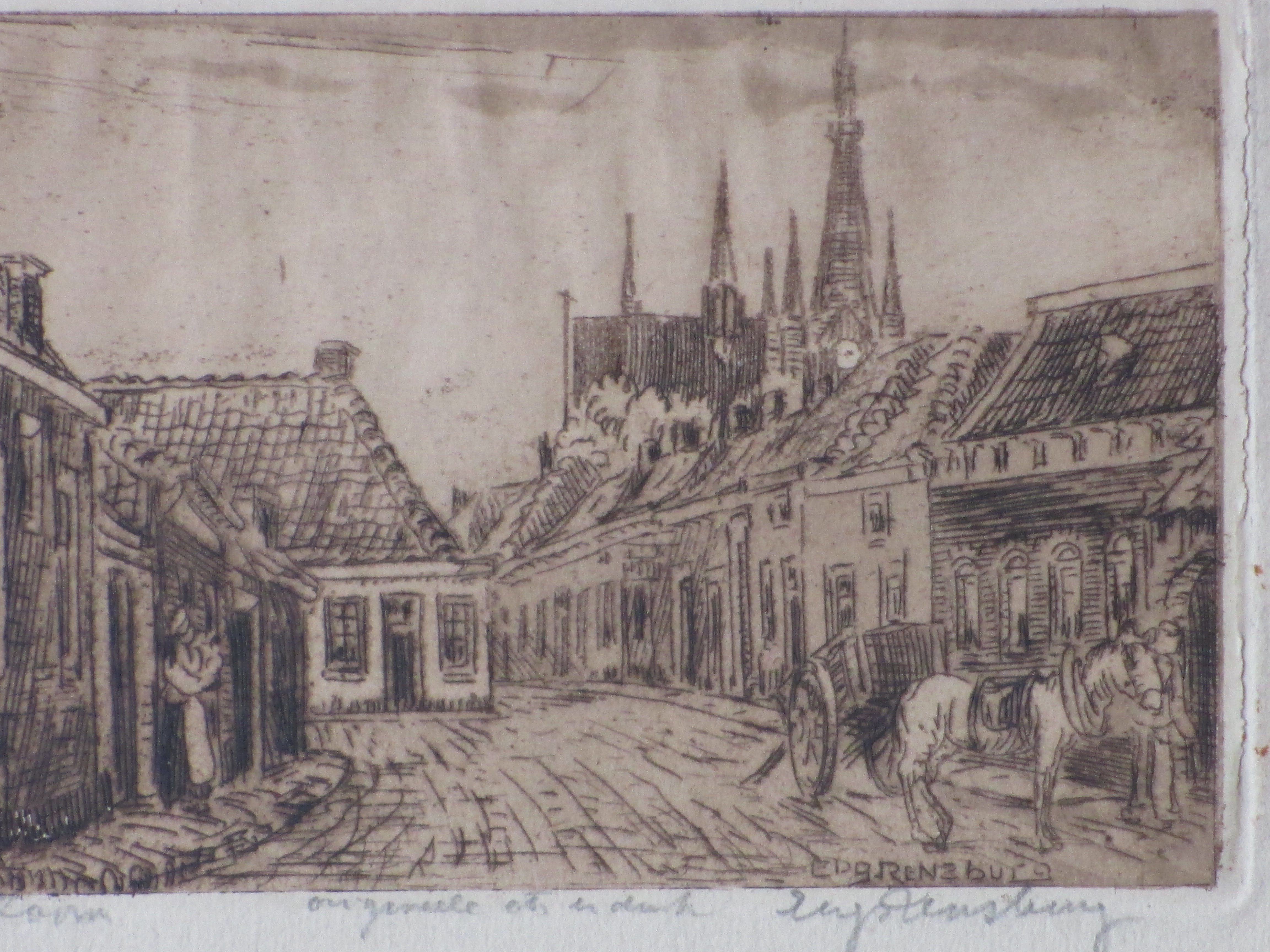 Eugene Rensburg - Stadsgezicht Bergen op Zoom - Ets kopen? Bied vanaf 1!