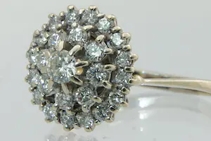 1 - Chique 14Krt gouden rozet ring met 23 briljant geslepen diamanten ca 0.90 ct kopen? Bied vanaf 590!
