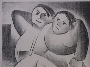 Niet of onleesbaar gesigneerd - Boerenpaar - Litho kopen? Bied vanaf 1!