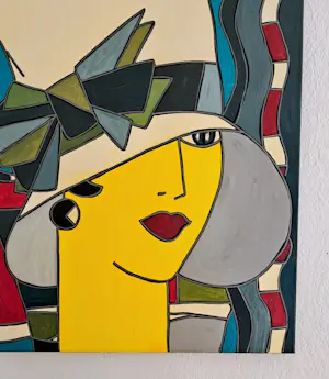 Patricia Kleyman - Portrait d'une jolie demoiselle au chapeau blanc kopen? Bied vanaf 300!