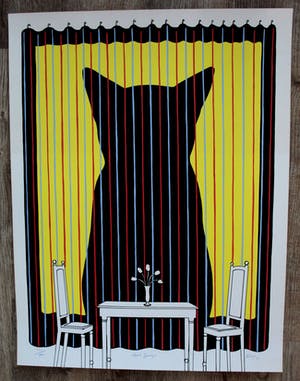 Ton Klop - Zeefdruk: Gordijn - 1973 kopen? Bied vanaf 55!