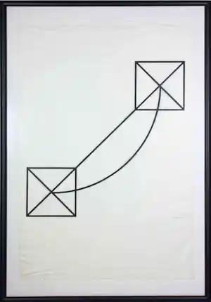 Faan Olgers - Houtsnede op Japans papier, Geometrische compositie - Ingelijst verkauft für € 80!
