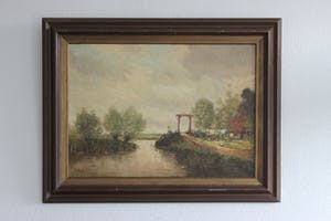 Rob de Haan - Bruggetje in polderlandschap kopen? Bied vanaf 120!