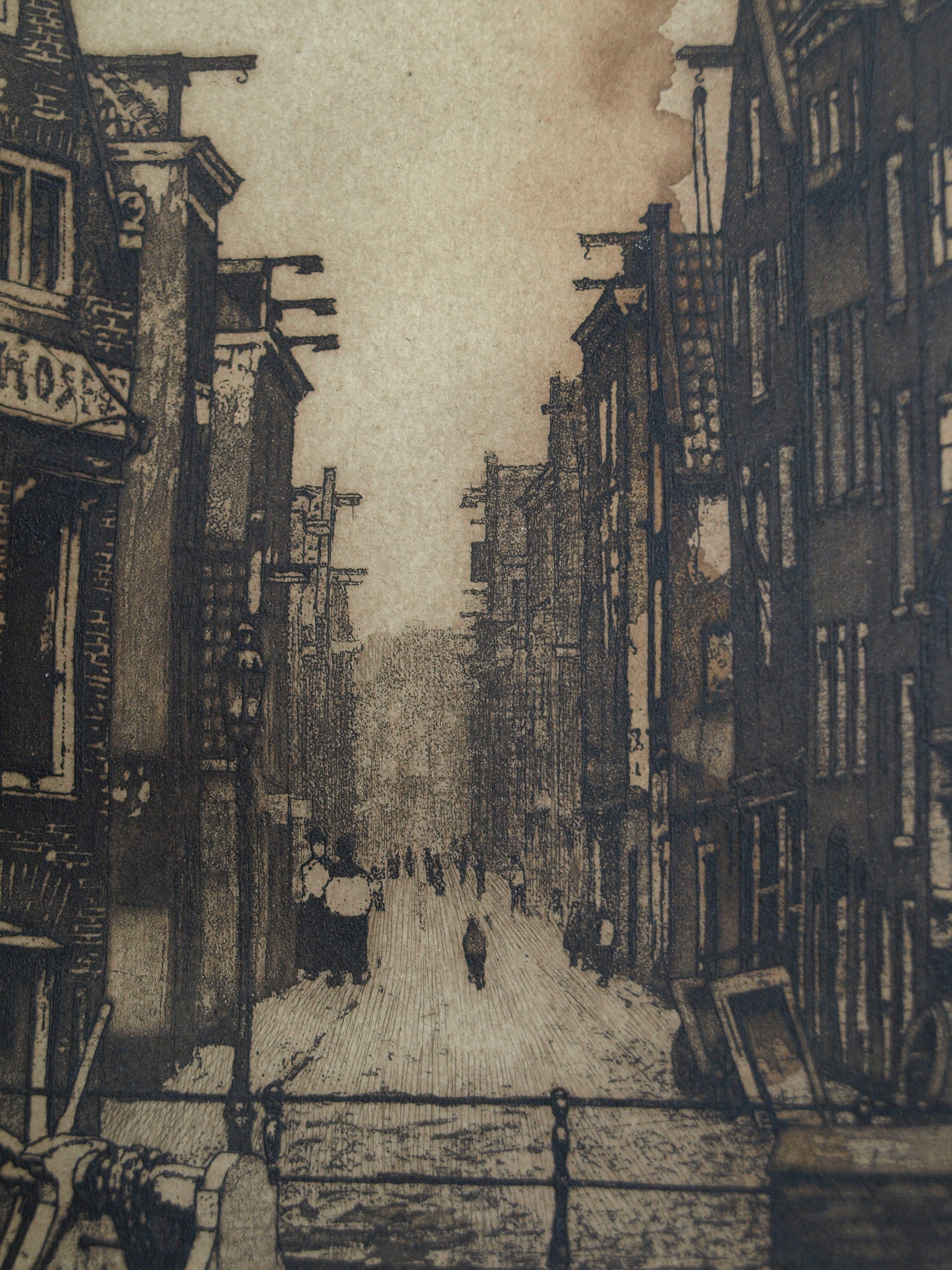Cornelis Brandenburg - Ets, Gracht in Amsterdam – gesigneerd en ingelijst  kopen? Bied vanaf 1!