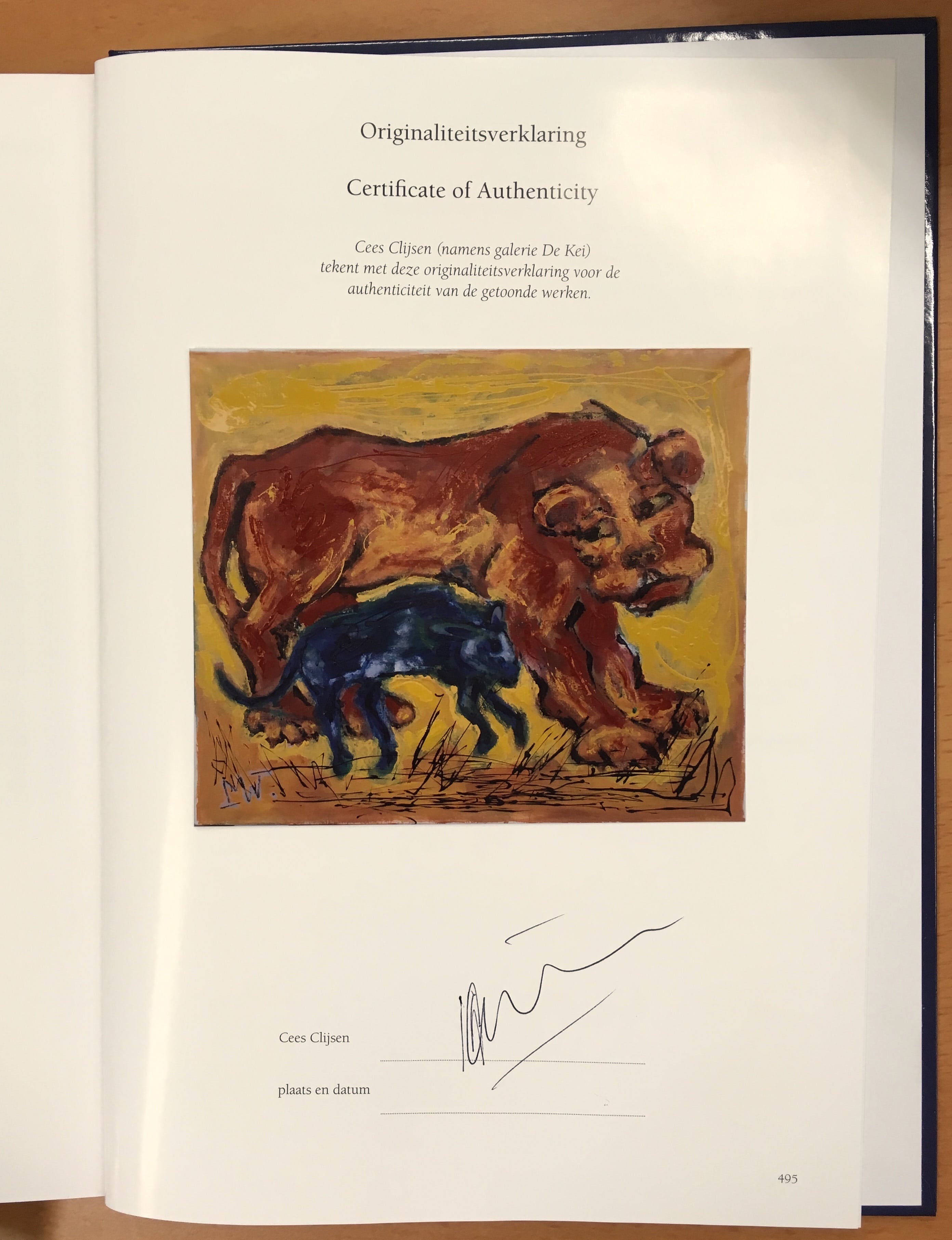 Martin van Wordragen - Olieverf op doek, Leeuwin met rat - Ingelijst kopen? Bied vanaf 380!