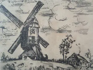 Jerome Emile Esser - 1883-1948 JAREN1920 MOLEN BOERDERIJ INGELIJST GESIGNEERD GENUMMERD kopen? Bied vanaf 45!