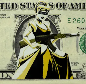 Death NYC - Collage op Amerikaanse Dollar | 'Cinderella / Louis Vuitton AK 47' | 2016 kopen? Bied vanaf 20!