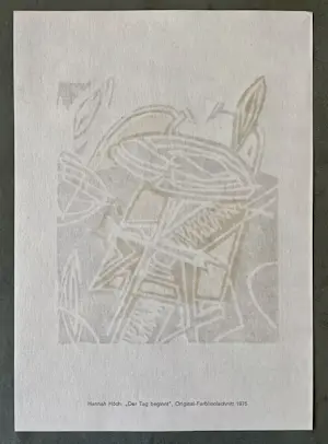 Hannah Höch - "Die Nacht kommt" / "Der Tag beginnt". 2 farbige Original-Linolschnitte kopen? Bied vanaf 100!