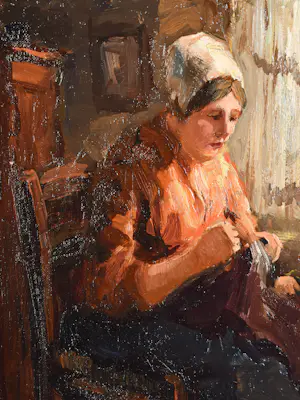 Henri Endlich - Moeder en dochter aan het breien kopen? Bied vanaf 300!