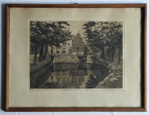 Johan Hemkes - 2 Ingelijste etsen , ‘Korendragershuisje’ + ‘Theehuisje Bolwerk , Franeker’ kopen? Bied vanaf 1!