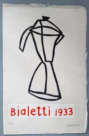 Klaas Gubbels - Bialetti 1933 - houtdruk met collage - oplage 40 verkocht voor € 425!