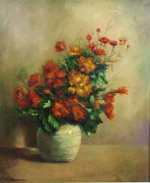 Jan Hendrik van Rossum du Chattel - olieverf op doek - bloemstilleven verkocht voor € 355!