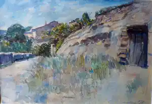 Piet van Boxel - Tekening / Aquarel "Castellane" verkauft für € 150!