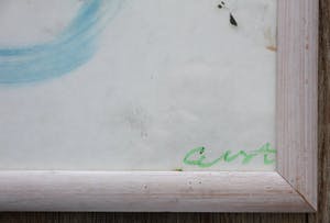 Gust Romijn - Ingelijste abstracte olie- en krijttekening op board - 1981 kopen? Bied vanaf 275!