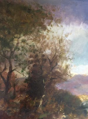 Simon Duiker - olieverf op doek - berkenboom op de heide kopen? Bied vanaf 135!