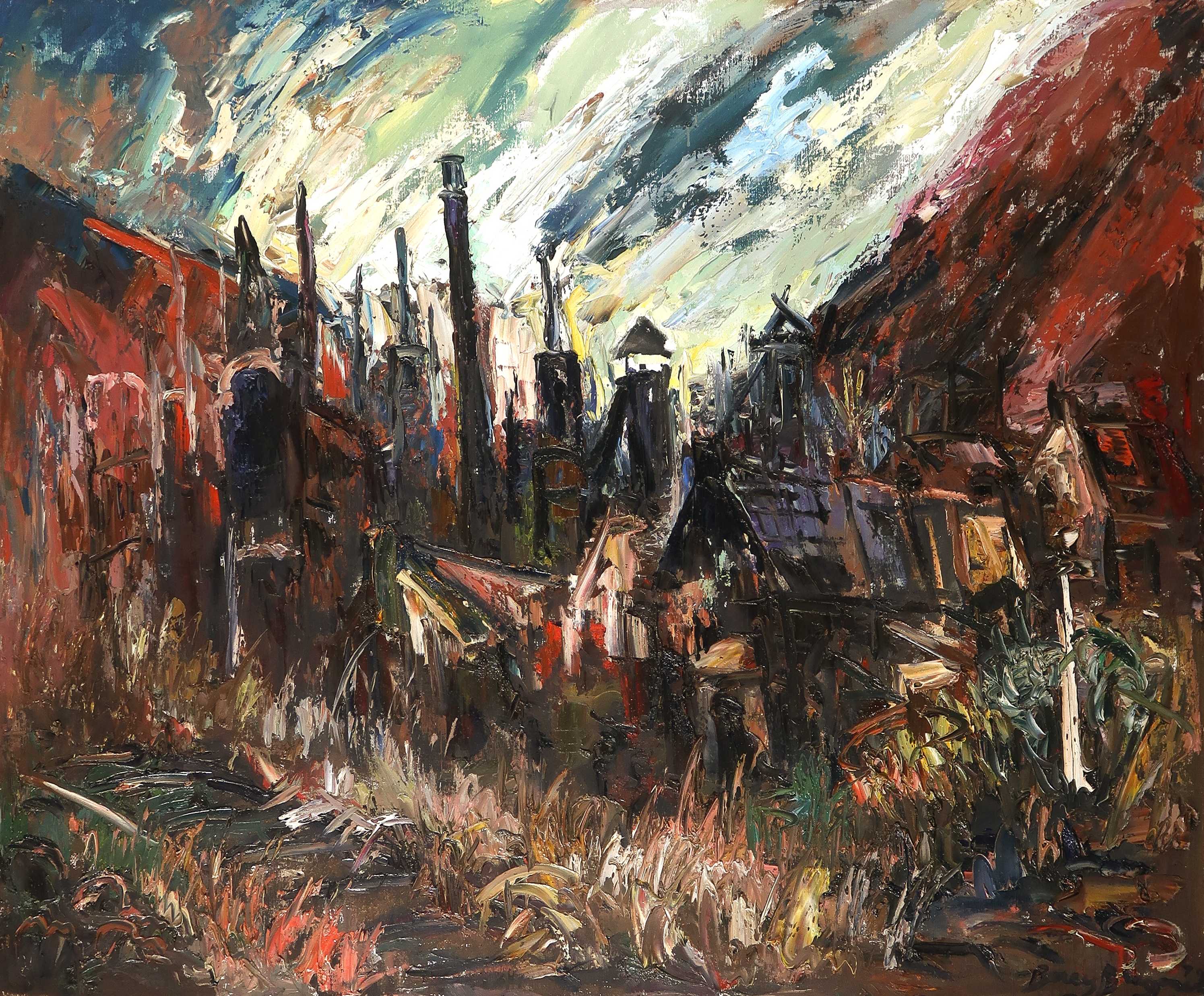 Berry Brugman - Olieverf op doek, Borinage - Ingelijst (Groot) kopen? Bied vanaf 10!