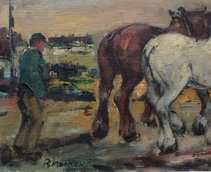 Rene Morren - Trekpaarden aan de haven. kopen? Bied vanaf 120!