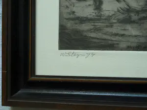 Wim Steijn - Ingelijste ets , Bos bij Haarlem – 1974 – Lijst, 37½ x 45½ cm. kopen? Bied vanaf 60!