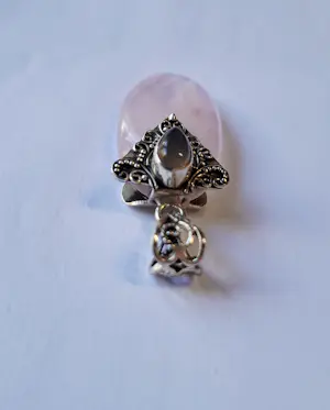vintage sajen roze rozenkwarts sterling zilveren juwelen citrien  hanger kopen? Bied vanaf 75!