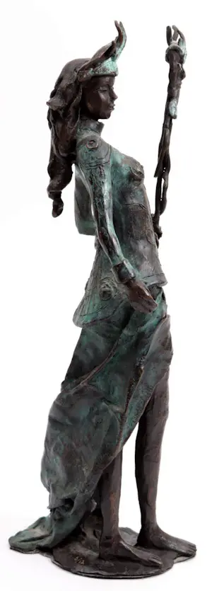 Marianne Houtkamp - Bronzen sculptuur: Vrouw met masker -1990 kopen? Bied vanaf 1000!