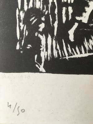 Louis Favre - Houtsnede- Muzikant kopen? Bied vanaf 50!