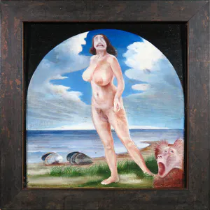 Cornelis Doolaard - Olieverf op paneel, Twee-luik met vrouwen en apen kopen? Bied vanaf 500!