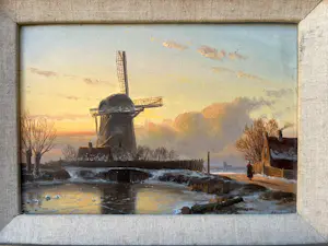 AcheterAnton Karssen - Winters landschap met vrouw op een pad bij een molen? Enchérissez de 390!