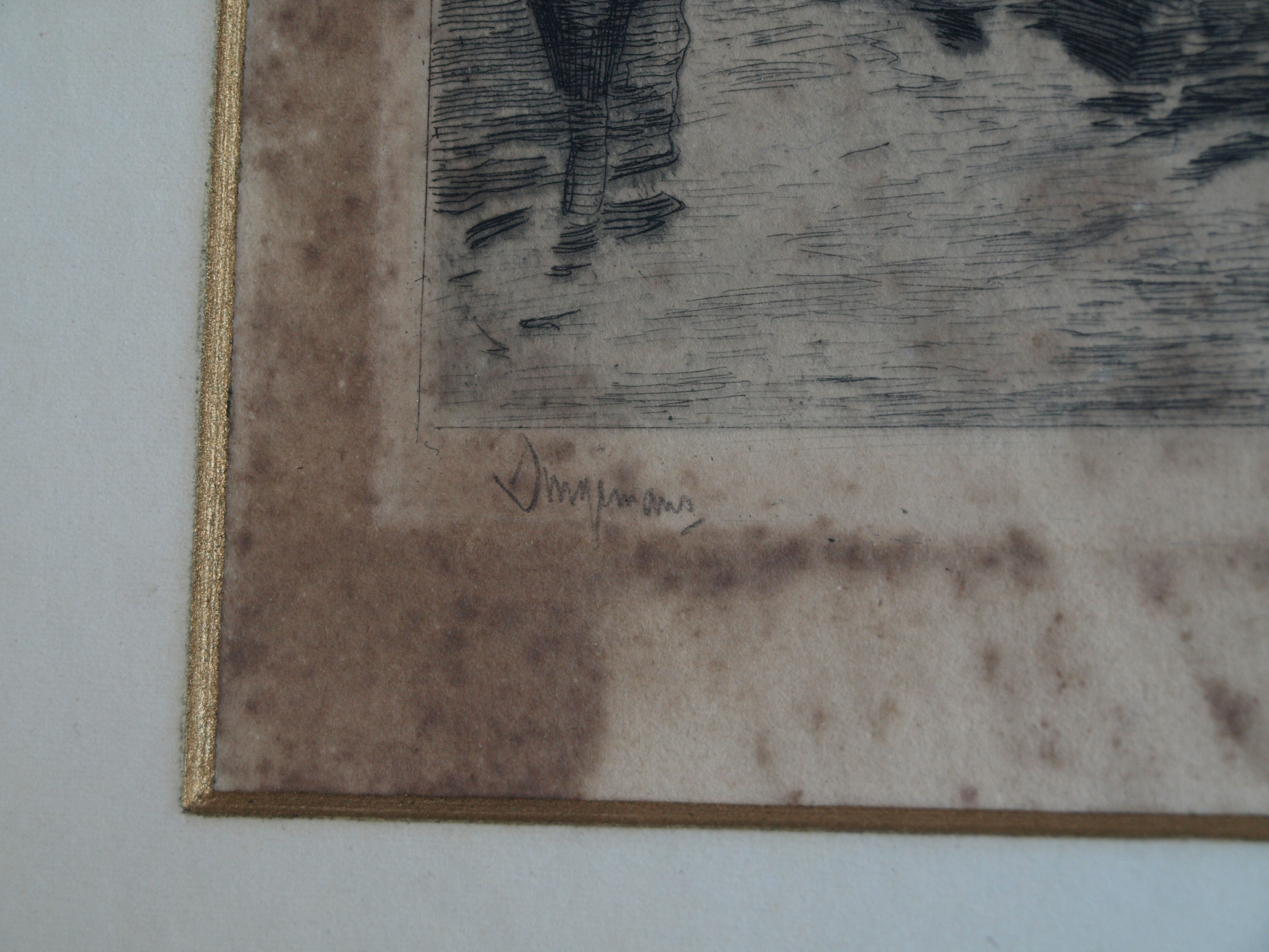 Waalko Jans Dingemans (sr.) - Ets, Molen aan het water – gesigneerd & ingelijst - 1917 kopen? Bied vanaf 1!