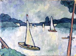 Jan Willem Versteeg - Voiliers au pont de Chatou verkocht voor € 85!