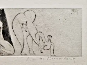 Theo Beerendonk - Expliciete 1970 Epr. d'Art. droge naald Ets "3 vrouwen" - potloodgesigneerd kopen? Bied vanaf 28!