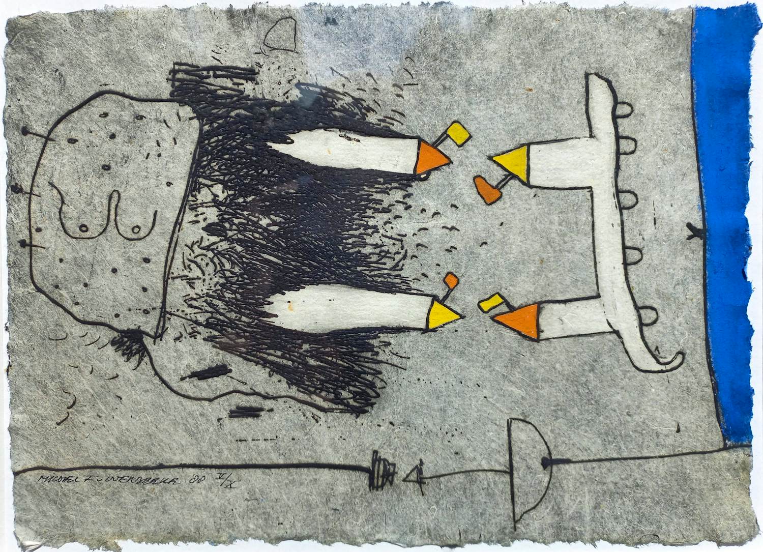 Michel van Overbeeke - Compositie, handgekleurde aquatint ets (netjes ingelijst) kopen? Bied vanaf 60!