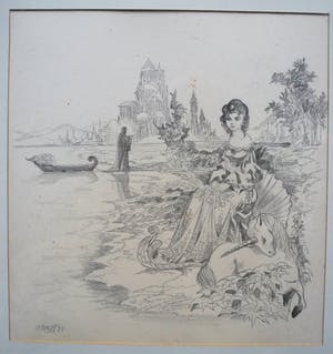 Harry Balm - potloodtekening + schilderij - beiden ingelijst kopen? Bied vanaf 40!